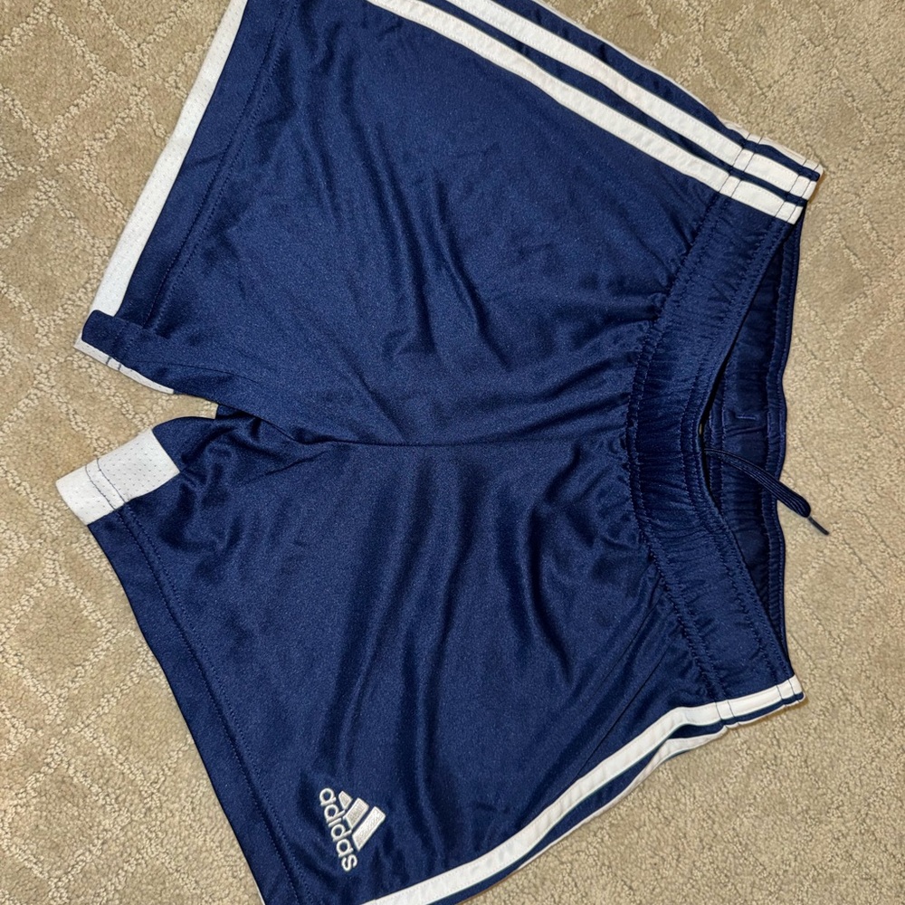 Adidas Dark Blue Sports Shorts with White Accents